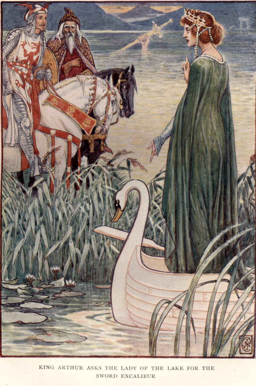 King Arthur Asks The Lady Of The Lake For The Sword Excalibur | Robbins ...